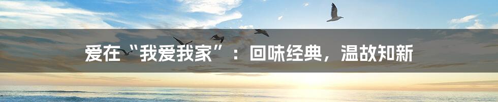 爱在“我爱我家”:回味经典,温故知新