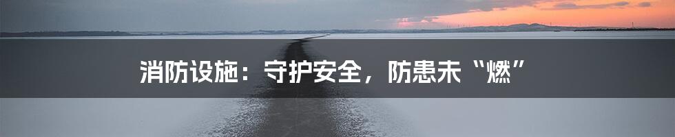 消防设施:守护安全,防患未“燃”
