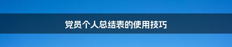 党员个人总结表的使用技巧
