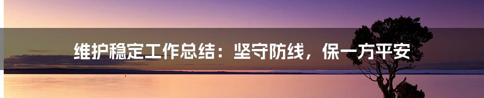 维护稳定工作总结:坚守防线,保一方平安