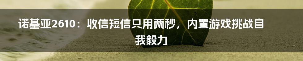 诺基亚2610:收信短信只用两秒,内置游戏挑战自我毅力