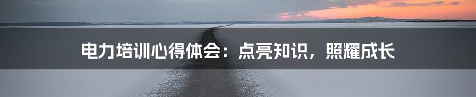 电力培训心得体会:点亮知识,照耀成长