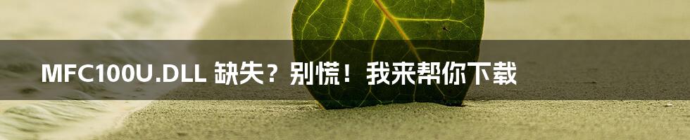 MFC100U.DLL 缺失?别慌!我来帮你下载