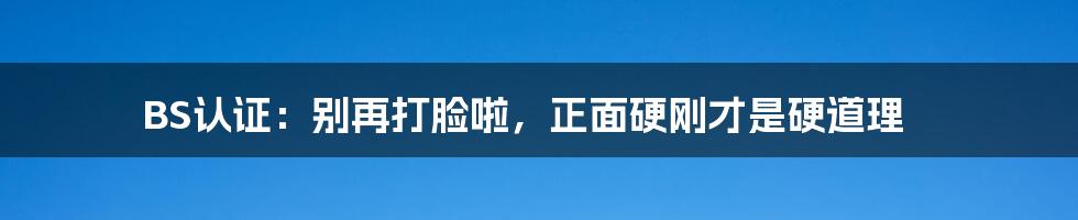 BS认证:别再打脸啦,正面硬刚才是硬道理