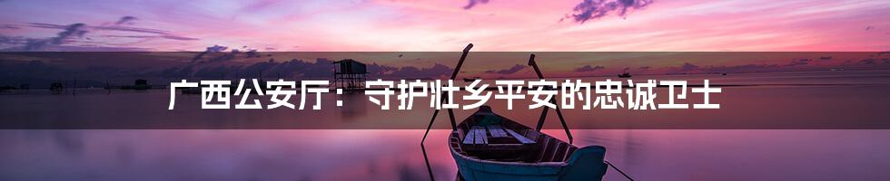 广西公安厅:守护壮乡平安的忠诚卫士