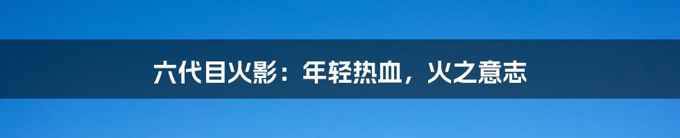 六代目火影:年轻热血,火之意志