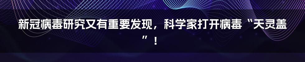 新冠病毒研究又有重要发现,科学家打开病毒“天灵盖”!