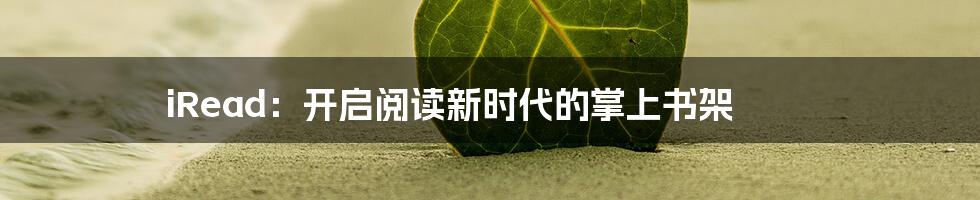 iRead:开启阅读新时代的掌上书架