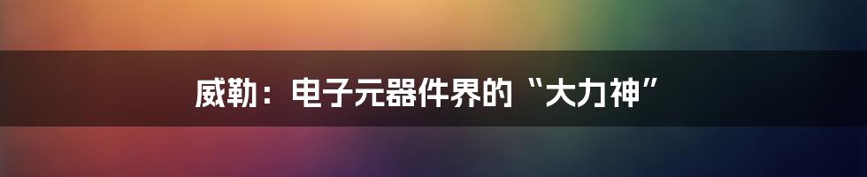 威勒:电子元器件界的“大力神”