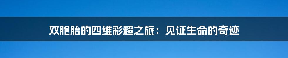 双胞胎的四维彩超之旅：见证生命的奇迹