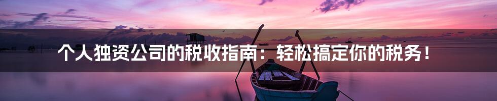 个人独资公司的税收指南:轻松搞定你的税务!