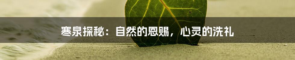 寒泉探秘:自然的恩赐,心灵的洗礼