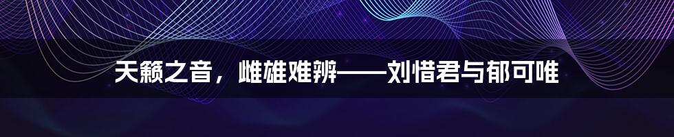 天籁之音，雌雄难辨——刘惜君与郁可唯