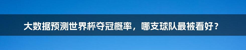 大数据预测世界杯夺冠概率,哪支球队最被看好?