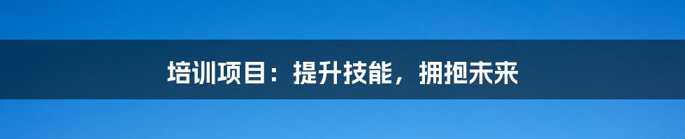 培训项目:提升技能,拥抱未来