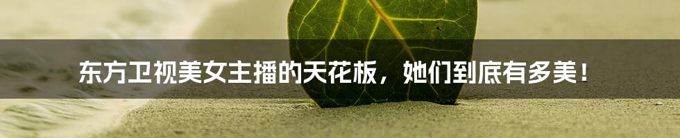 东方卫视美女主播的天花板，她们到底有多美！