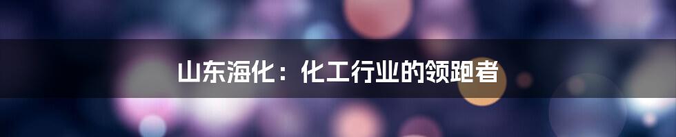 山东海化：化工行业的领跑者