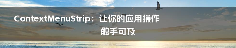 ContextMenuStrip:让你的应用操作触手可及