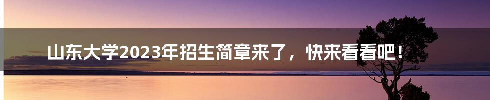 山东大学2023年招生简章来了,快来看看吧!