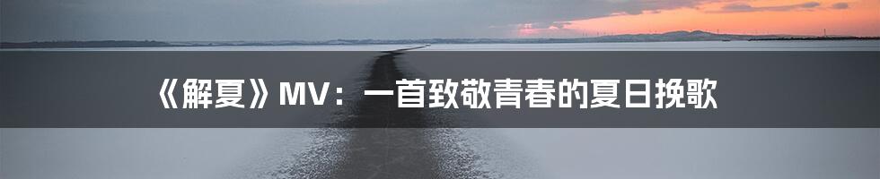 《解夏》MV:一首致敬青春的夏日挽歌