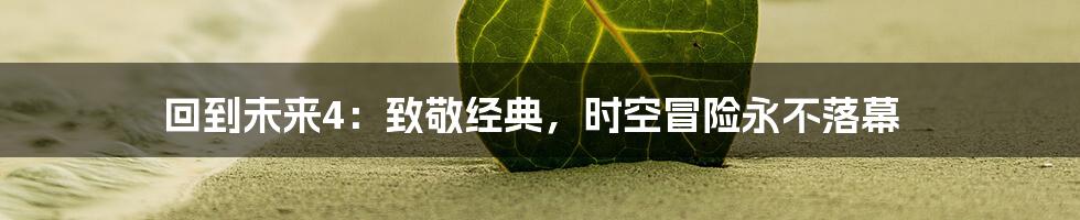 回到未来4:致敬经典,时空冒险永不落幕