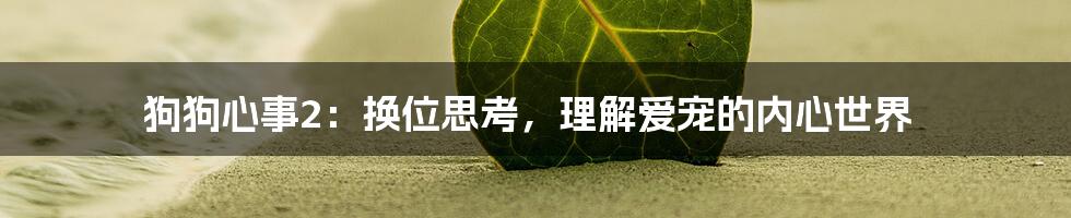 狗狗心事2:换位思考,理解爱宠的内心世界