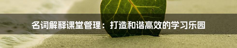 名词解释课堂管理:打造和谐高效的学习乐园