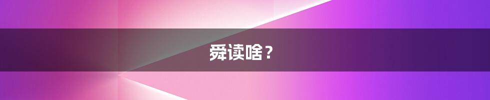 舜读啥?