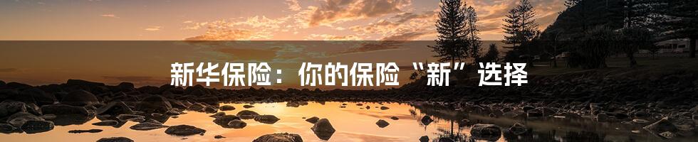 新华保险：你的保险“新”选择