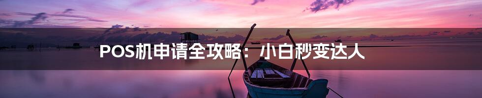 POS机申请全攻略:小白秒变达人