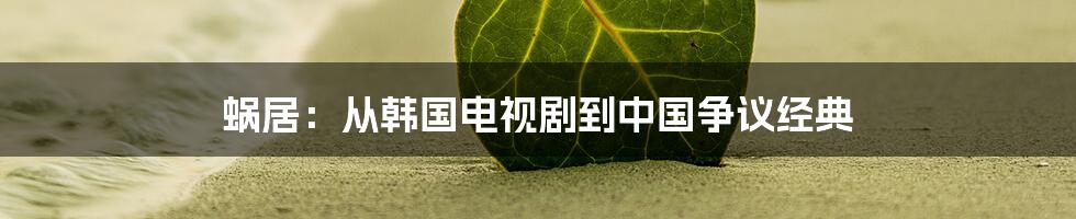 蜗居:从韩国电视剧到中国争议经典