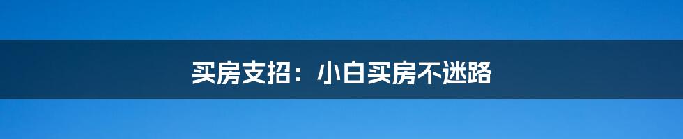 买房支招：小白买房不迷路