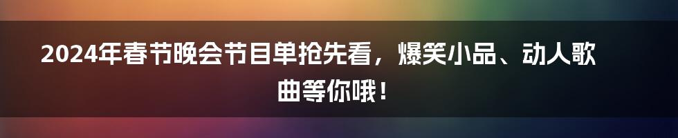 2024年春节晚会节目单抢先看,爆笑小品、动人歌曲等你哦!