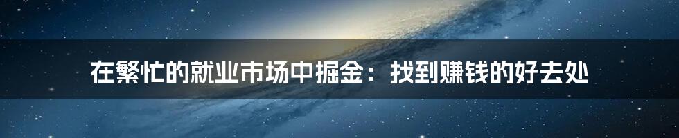 在繁忙的就业市场中掘金：找到赚钱的好去处