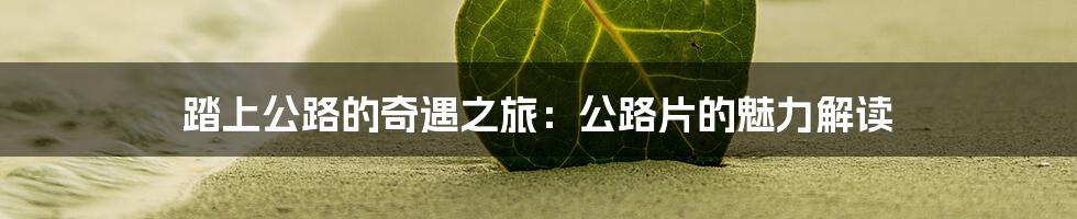 踏上公路的奇遇之旅：公路片的魅力解读
