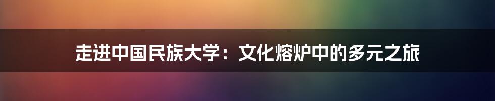 走进中国民族大学:文化熔炉中的多元之旅
