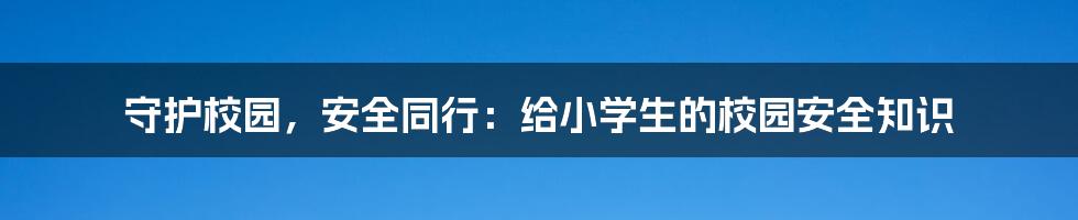 守护校园，安全同行：给小学生的校园安全知识