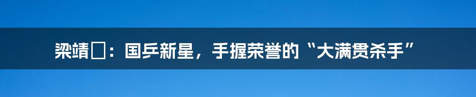 梁靖崑：国乒新星，手握荣誉的“大满贯杀手”