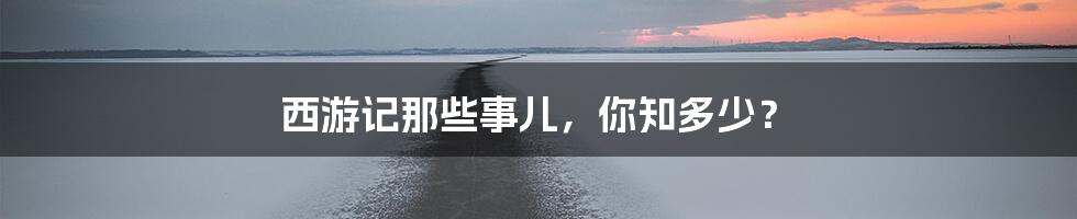 西游记那些事儿,你知多少?