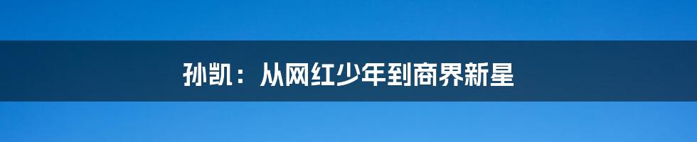 孙凯:从网红少年到商界新星