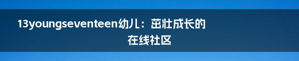 13youngseventeen幼儿:茁壮成长的在线社区