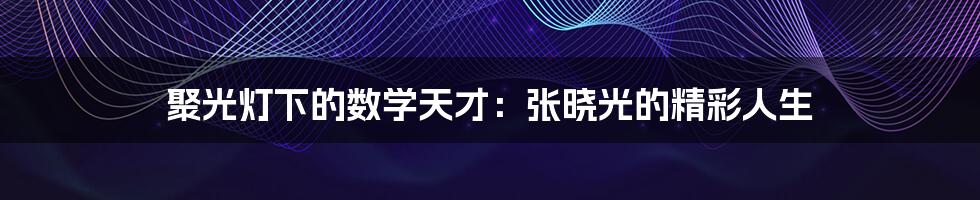 聚光灯下的数学天才:张晓光的精彩人生