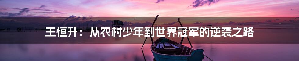 王恒升:从农村少年到世界冠军的逆袭之路