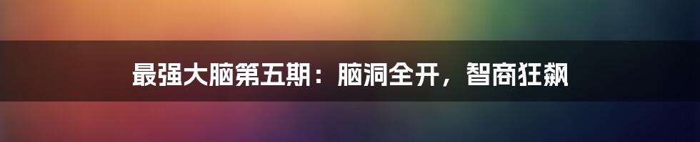 最强大脑第五期：脑洞全开，智商狂飙