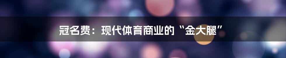 冠名费：现代体育商业的“金大腿”