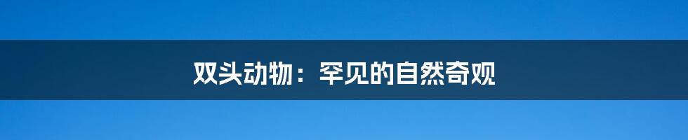 双头动物:罕见的自然奇观