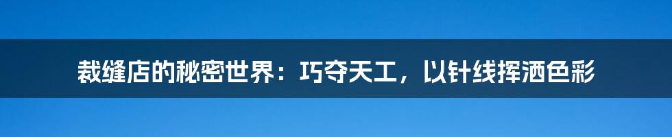 裁缝店的秘密世界:巧夺天工,以针线挥洒色彩