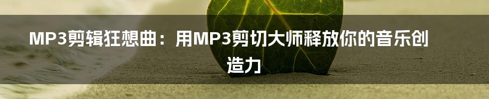 MP3剪辑狂想曲：用MP3剪切大师释放你的音乐创造力