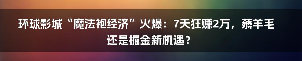 环球影城“魔法袍经济”火爆:7天狂赚2万,薅羊毛还是掘金新机遇?