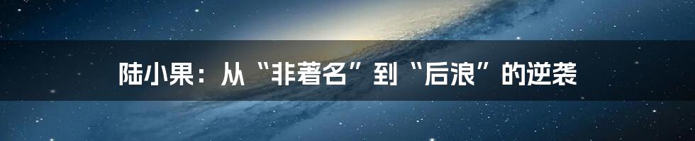 陆小果:从“非著名”到“后浪”的逆袭